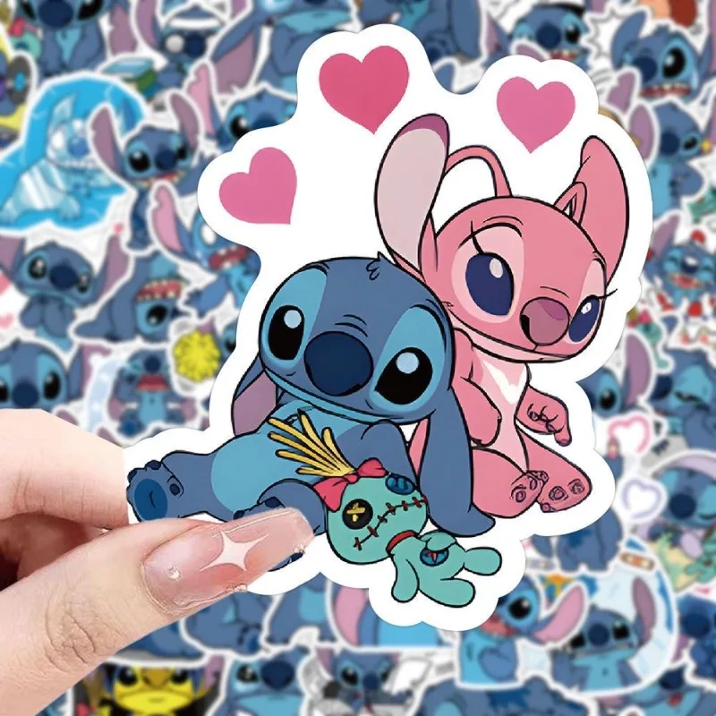 100 Stück Niedliche Stitch Cartoon-Aufkleber, Keine Wiederholungen, Wasserfeste DIY-Sticker für Scrapbook, Tagebuch, Handy, Laptop, Skateboard, Gepäck Image