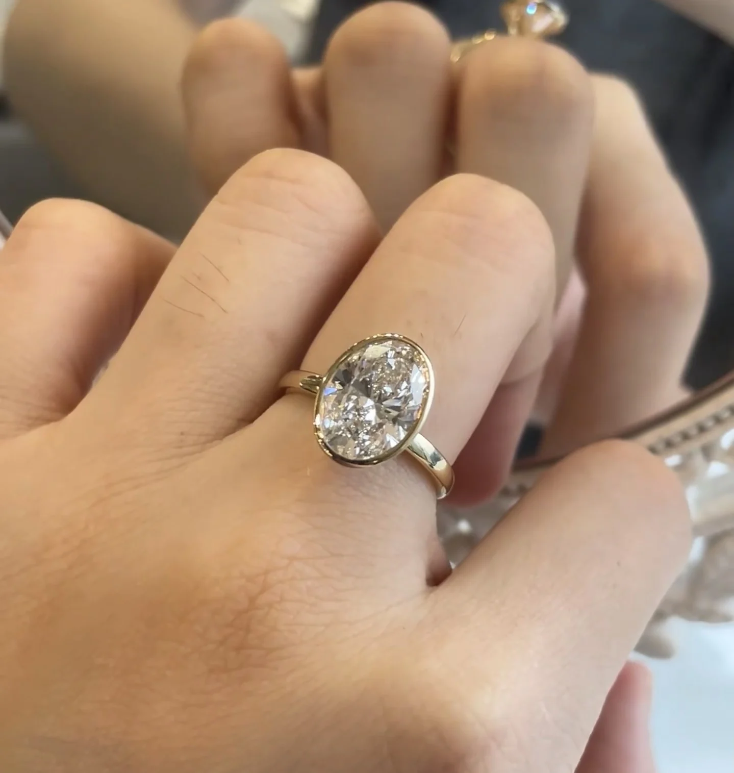 Anster gioielli gigi Lab anello di diamanti 3.0ct ovale DEF VVS diamante oro 18k anello di fidanzamento fede nuziale regalo classico