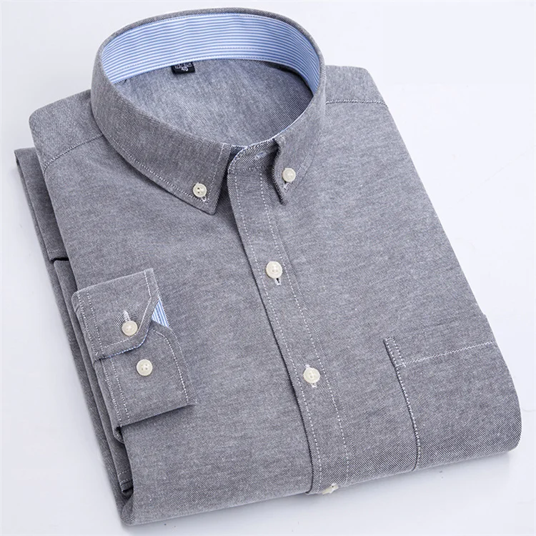 Camicia Oxford a maniche lunghe da uomo in cotone traspirante Chemise antirughe molteplici opzioni di colore monopetto da uomo camicie