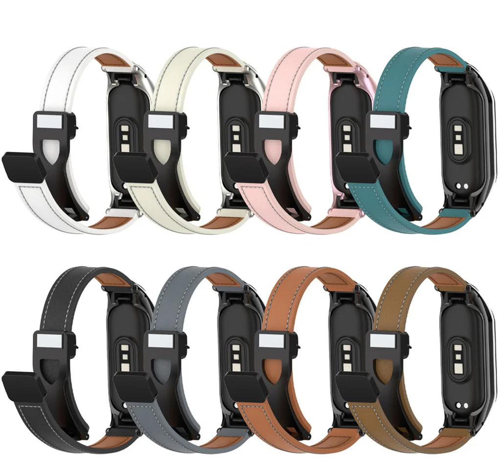 Custodia in metallo con fibbia magnetica in pelle di qualità per XiaoMi Band 7 6 5 4 3 braccialetti sportivi cinturini di ricambio
