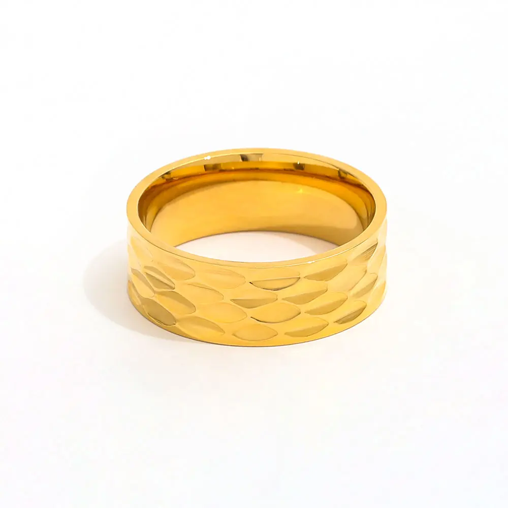 Joolim gioielli commercio all'ingrosso 18K placcato oro onde di rotolamento modello scintillio in acciaio inox fascia anello per le donne regalo