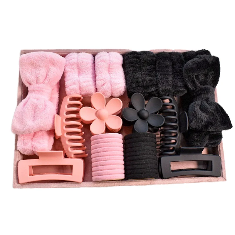 Set di 16 pezzi Set per il viso per il viso con fascia da polso in pile fascia per capelli da Spa con fermagli per capelli e elastici per capelli