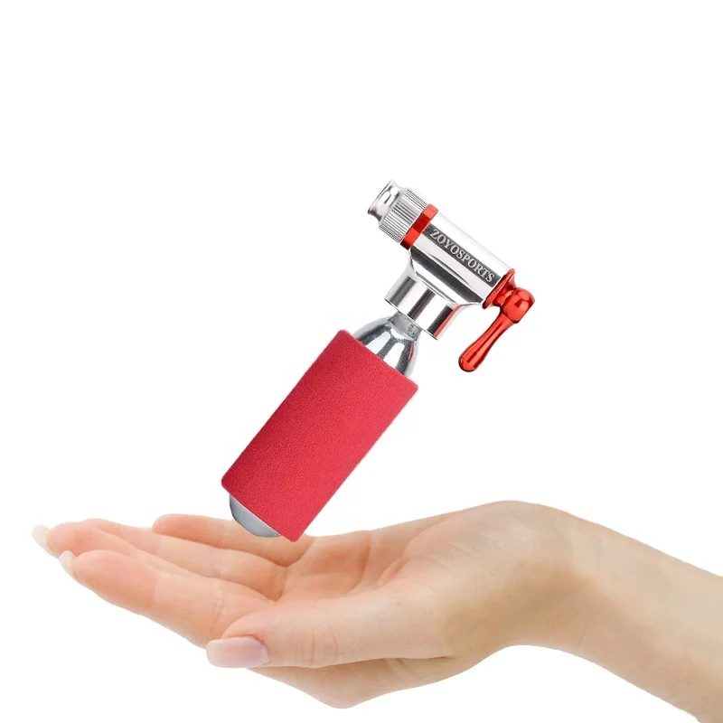 Ad alta pressione Mini bicicletta bicicletta gonfiatore aria Set di manicotto isolato rosso argento CO2 pompa in lega Gas per pneumatici per bici