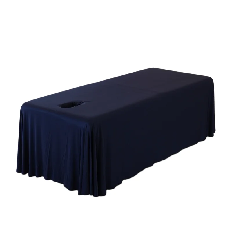 Copertura Completa Blu Scuro per Lettino da Massaggio per Salone di Bellezza Copriletto con Balza Blu Navy per SPA