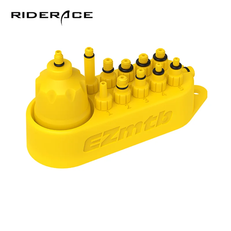 Set di Adattatori Universali per Spurgo Idraulico RIDERACE EZmtb 10 in 1 con Imbuto per Olio Accessori per Spurgo Freni a Disco per Bici da Strada e MTB