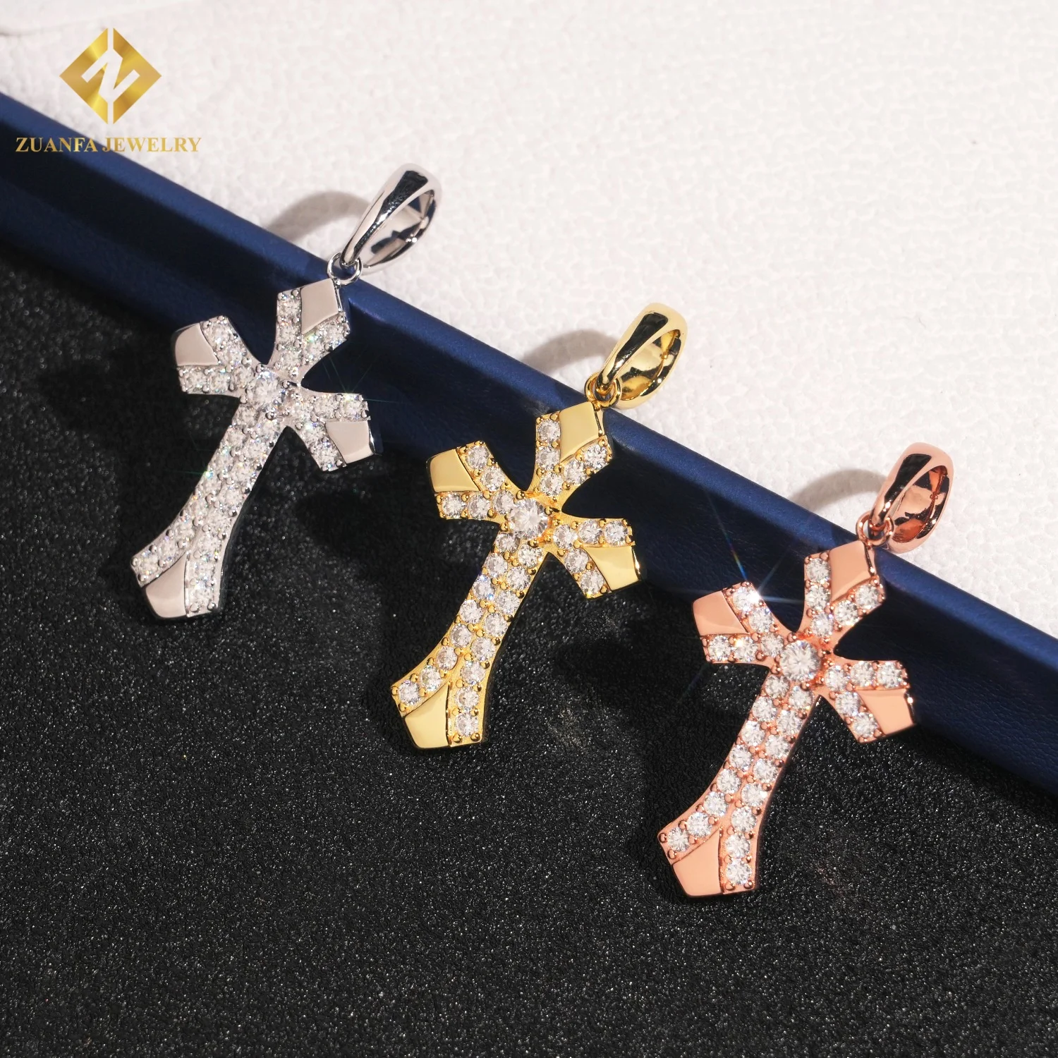 Nuovi prodotti di ghiaccio fuori Moissanite VVS croce ciondolo in argento Sterling 925 ciondolo passante diamante Tester stile HipHop gioielli con GRA