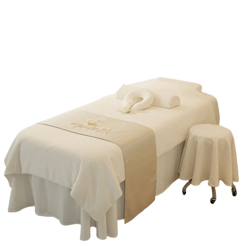 Bianco personalizzato lettino da massaggio Set lettino da massaggio lenzuola Premium Spa copri letto lenzuola protettive per salone di bellezza cura della pelle