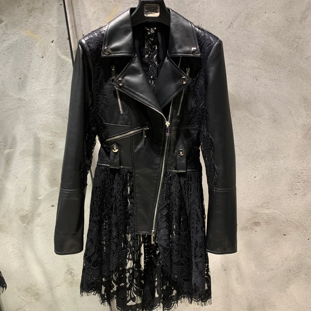 Nuova moda giacca di pelle di media lunghezza giacca Casual da donna in vera pelle di agnello giacche