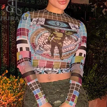 2024 autunno nuova moda a maniche lunghe Top corto con maglia Sexy aderente Sexy a maniche lunghe