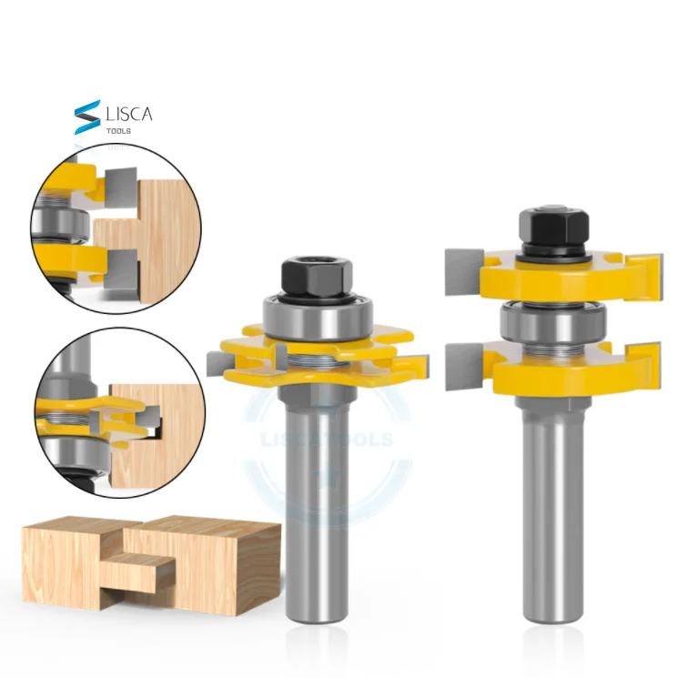 L-N287 2 pz 12MM 1/2 gambo lame regolabili pavimento punte per legno tipo T scanalatura e linguetta Router Bit 3 denti fresa per legno