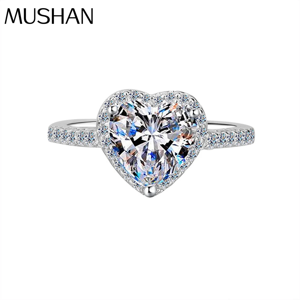 Anello a Forma di Cuore in Moissanite Irregolare in Argento Sterling S925 della Fabbrica di Gioielli MUSHAN Anello a Forma di Cuore in Moissanite per Donne