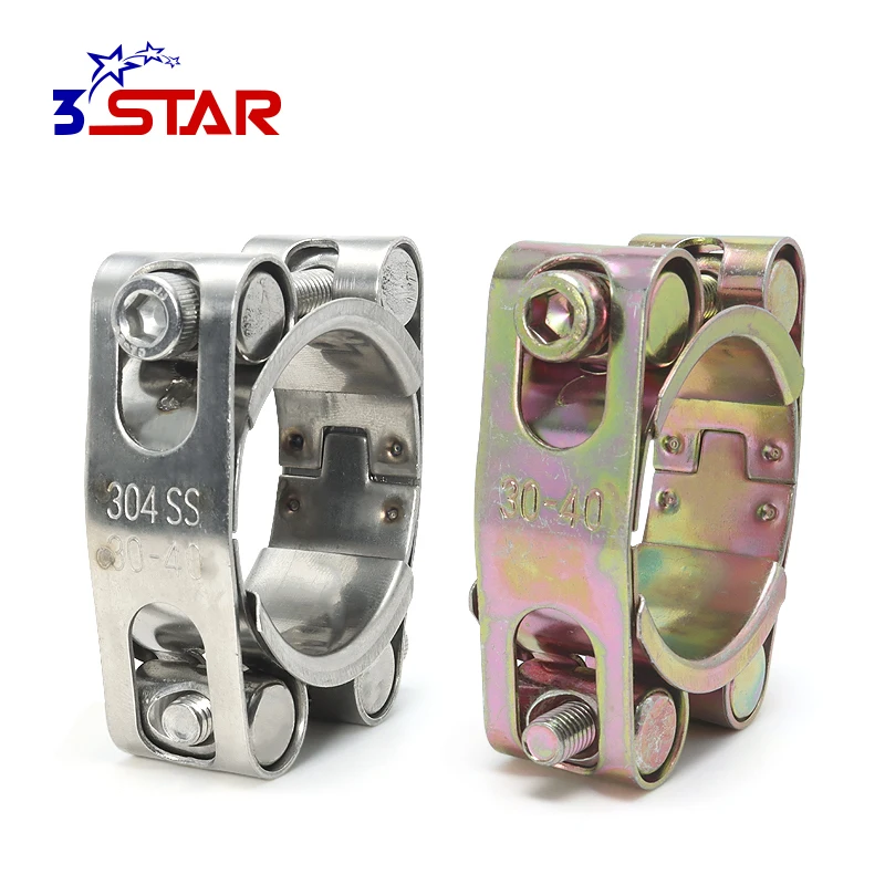 Fascette Stringitubo a Doppio Bullone Stile Europeo in Acciaio Zincato e Inox per Impieghi Gravosi