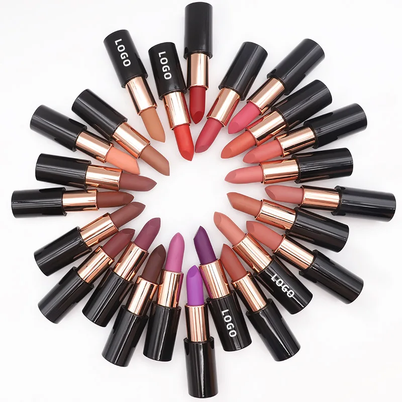 Cosmetici 24 colori rossetto rosso opaco opaco a lunga durata in velluto vegano rossetto impermeabile Private Label rossetto