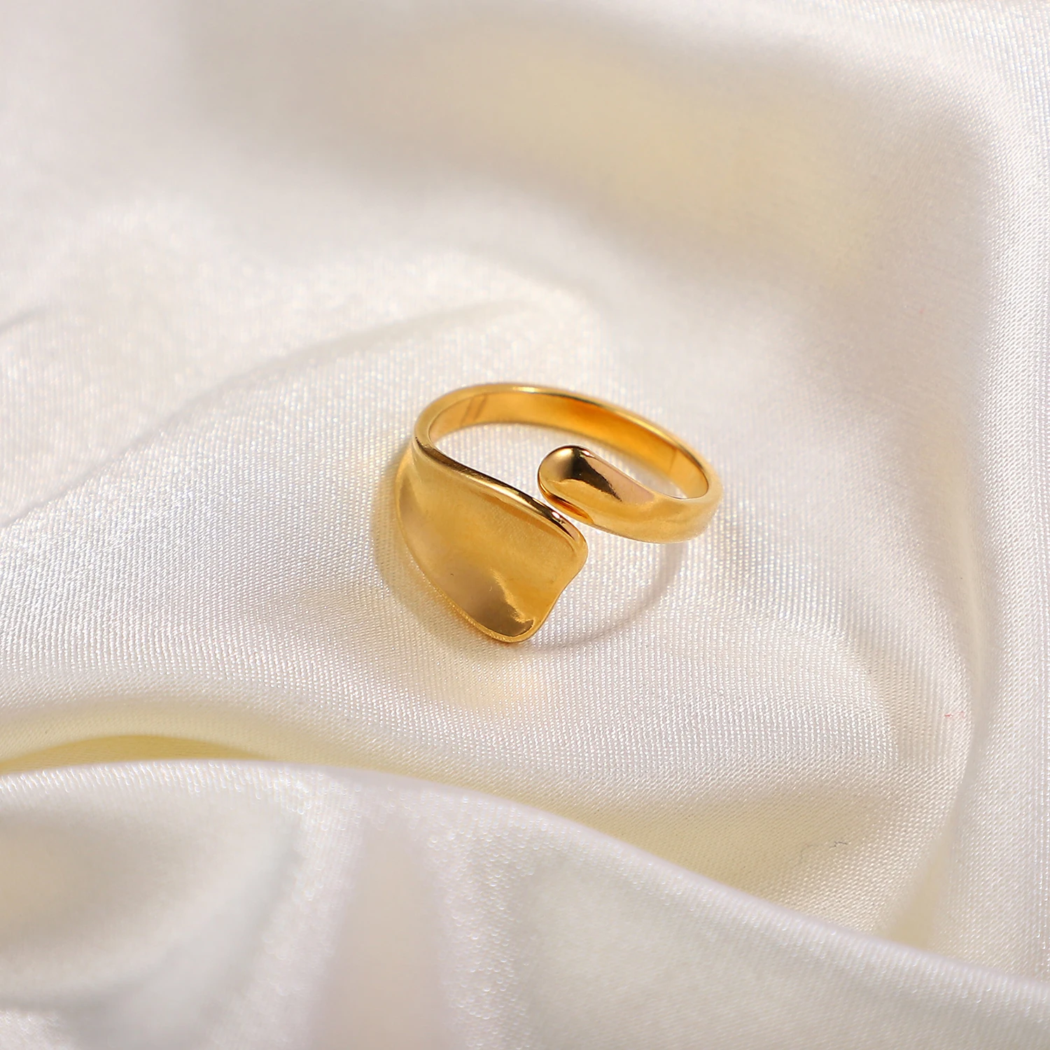 N & S da donna intarsio in acciaio inossidabile placcato oro 18K irregolare aperto geometrico regolabile minimalista alla moda gioielli da regalo