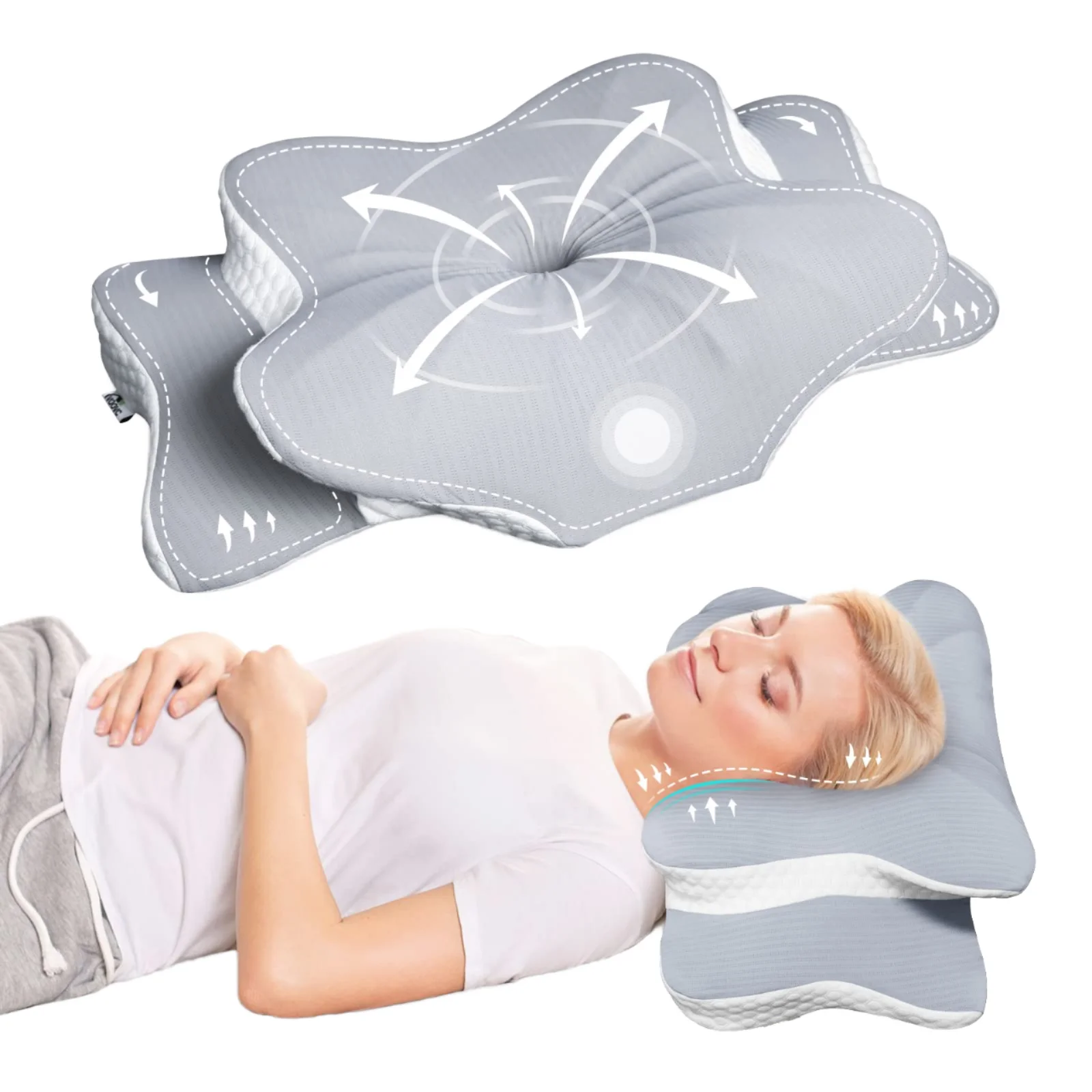 Anjuny ergonomico traspirante farfalla Memory Foam ortopedico letto di sonno cervicale cuscino per collo e spalla sollievo dal dolore