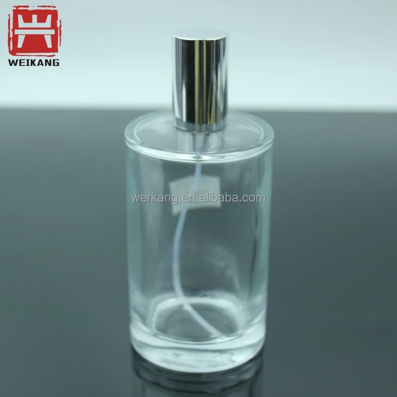 Flacone Spray in Vetro da 30ml 50ml 100ml con Tappo Spray Argento Bottiglia di Profumo Vuota di Lusso Cilindrica Trasparente con Fondo Spesso