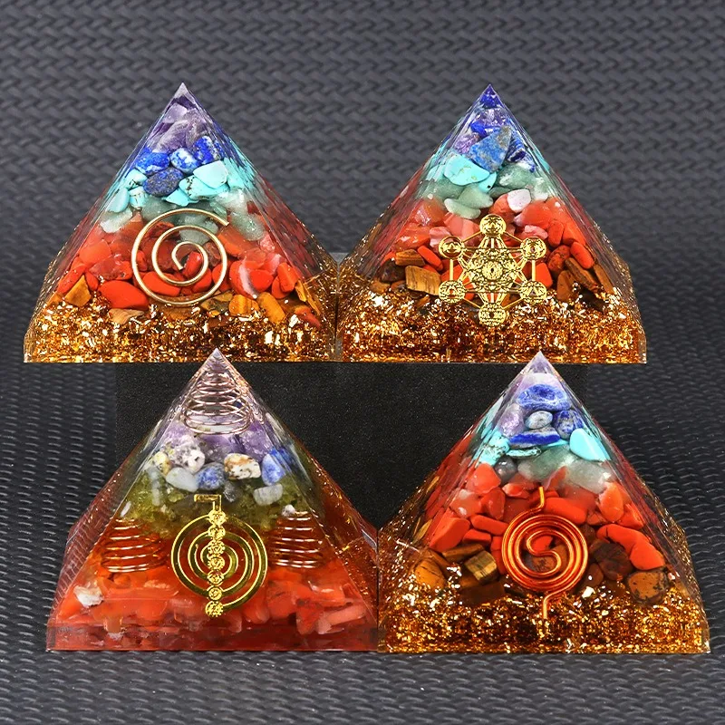 65mm piramide di cristallo Orgone 7 Chakra simbolo generatore di energia armonizzare e bilanciare le energie guarigione piramide di cristallo