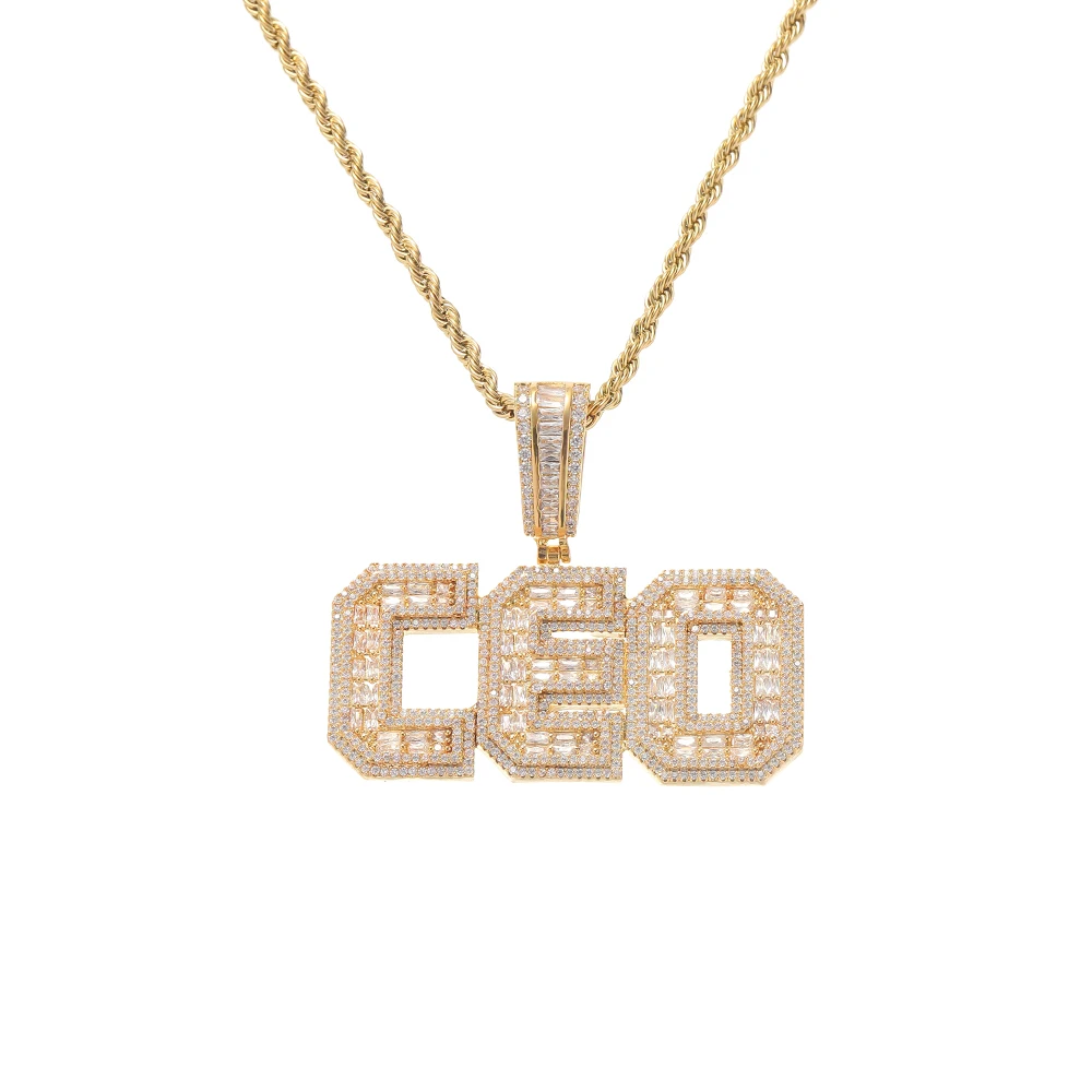 CP43 lettere con nome personalizzato in ottone con cornice CZ corona ciondolo ghiacciato AAA zircone Hip Hop uomo collana gioielli regalo