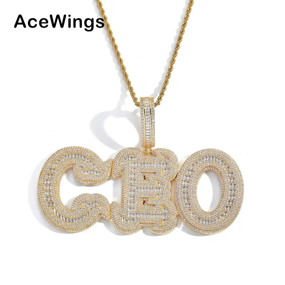 CP53 lettere con nome personalizzato in ottone con cornice CZ corona ciondolo ghiacciato AAA zircone Hip Hop uomo collana gioielli regalo