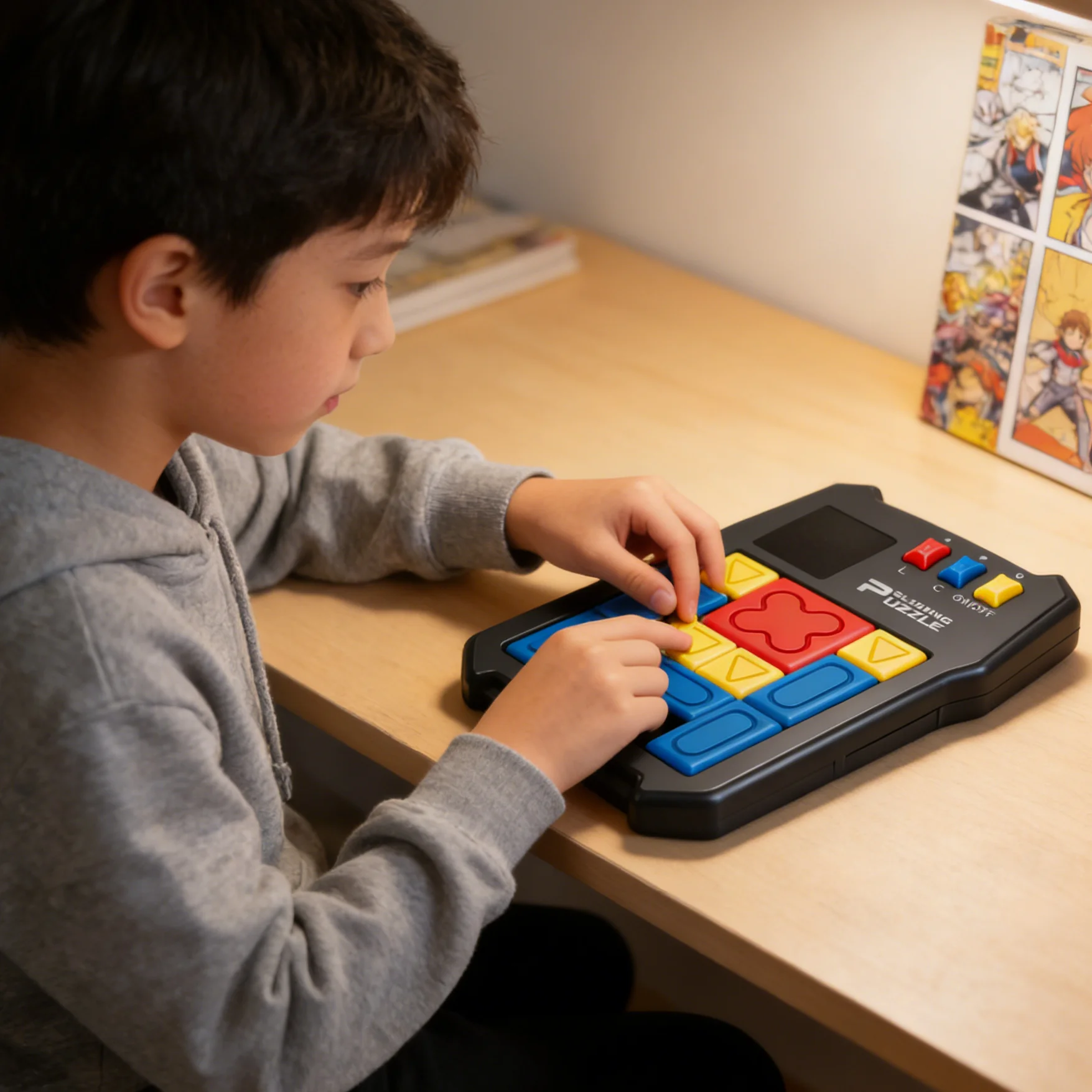 Nuovo Gioco da Tavolo per lo Sviluppo Cerebrale Puzzle a Livelli con Pezzi Scorrevoli Giocattolo Intelligente con Sensore ABS Mini Huarong Road Tutto-in-Uno