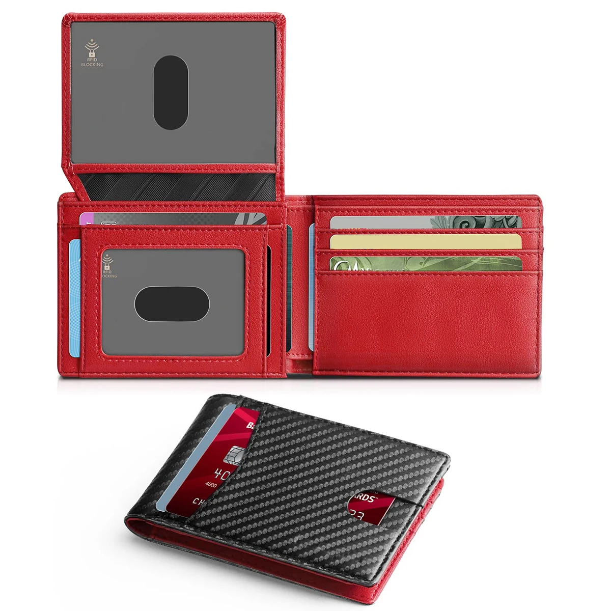 Portafoglio uomo minimalista e sottile modello in fibra di carbonio Rfid porta carte di credito in microfibra Multi Slot per schede portafoglio da uomo