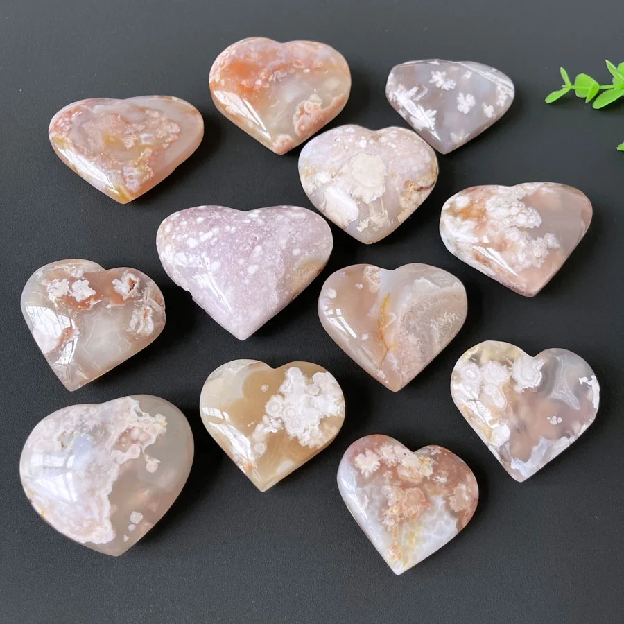 All'ingrosso Reiki pietre curative fiore agata di cristallo intaglio fiore di ciliegio agata cuore per la decorazione