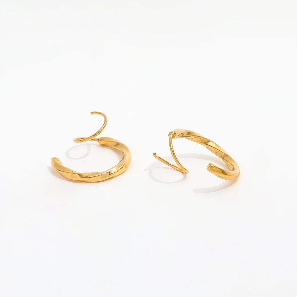 JOOLIM High End 18K placcato oro torsione spirale orecchini gioielli orecchini in acciaio inox per le donne
