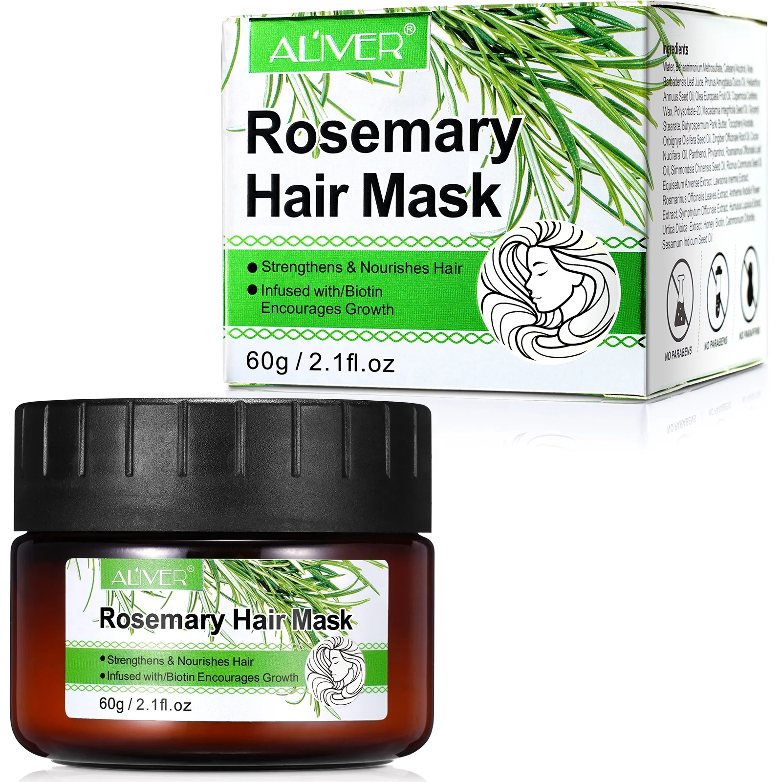 Maschera per Capelli ALIVER con Etichetta Privata Trattamento con Biotina che Favorisce la Crescita Idratante e Nutriente Maschera Vegana per la Crescita dei Capelli con Rosmarino