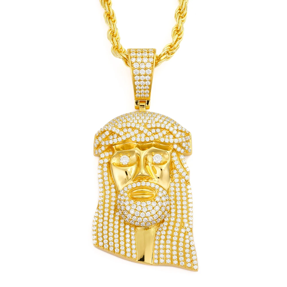 Iced Out Jesus Anhänger Moissan ite Micro Pave 925 Silber vergoldet Bling Hip Hop Schmuck Moissan ite Iced Out Schmuck