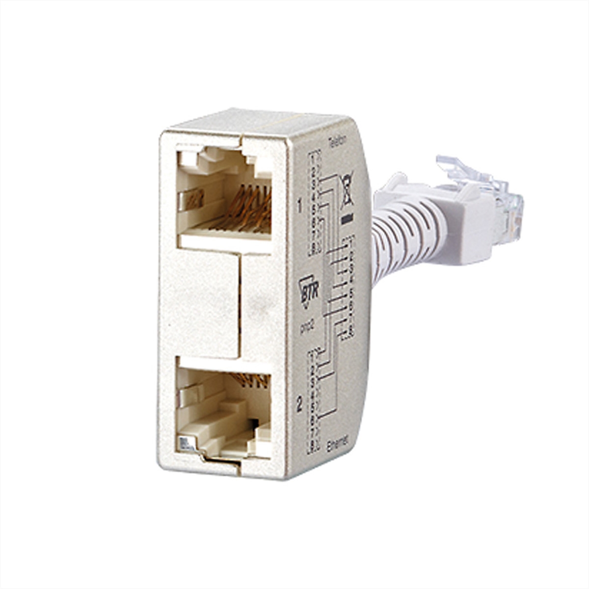 METZ CONNECT Cable sharing Adapter pnp 2 - Ethernet/Telefon, Set mit 2 Stück Image