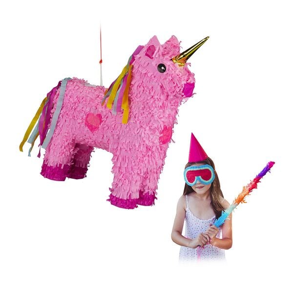 relaxdays Pinata »Einhorn« 47 x 43 x 13 cm rosa