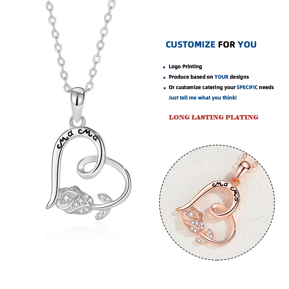 Collana a forma di cuore in argento Sterling DY747 S925 collana con ciondolo a forma di cuore in argento Sterling