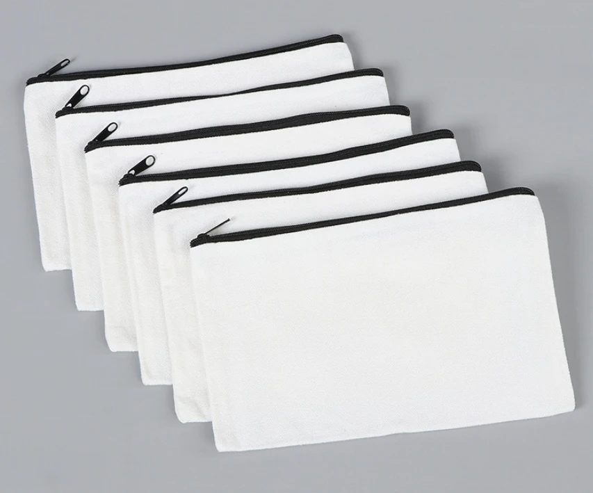 Kleine umwelt freundliche benutzer definierte Baumwolle schwarz Reiß verschluss Beutel Make-up Taschen einfache Baumwolle Leinwand Make-up Kosmetik tasche