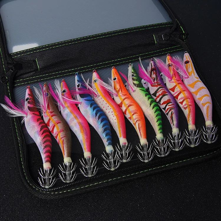 Newbility OEM all'ingrosso multicolore esca dura in plastica 2.5 #3.0 #3.5 # Set di gamberetti in legno luminoso esche da pesca