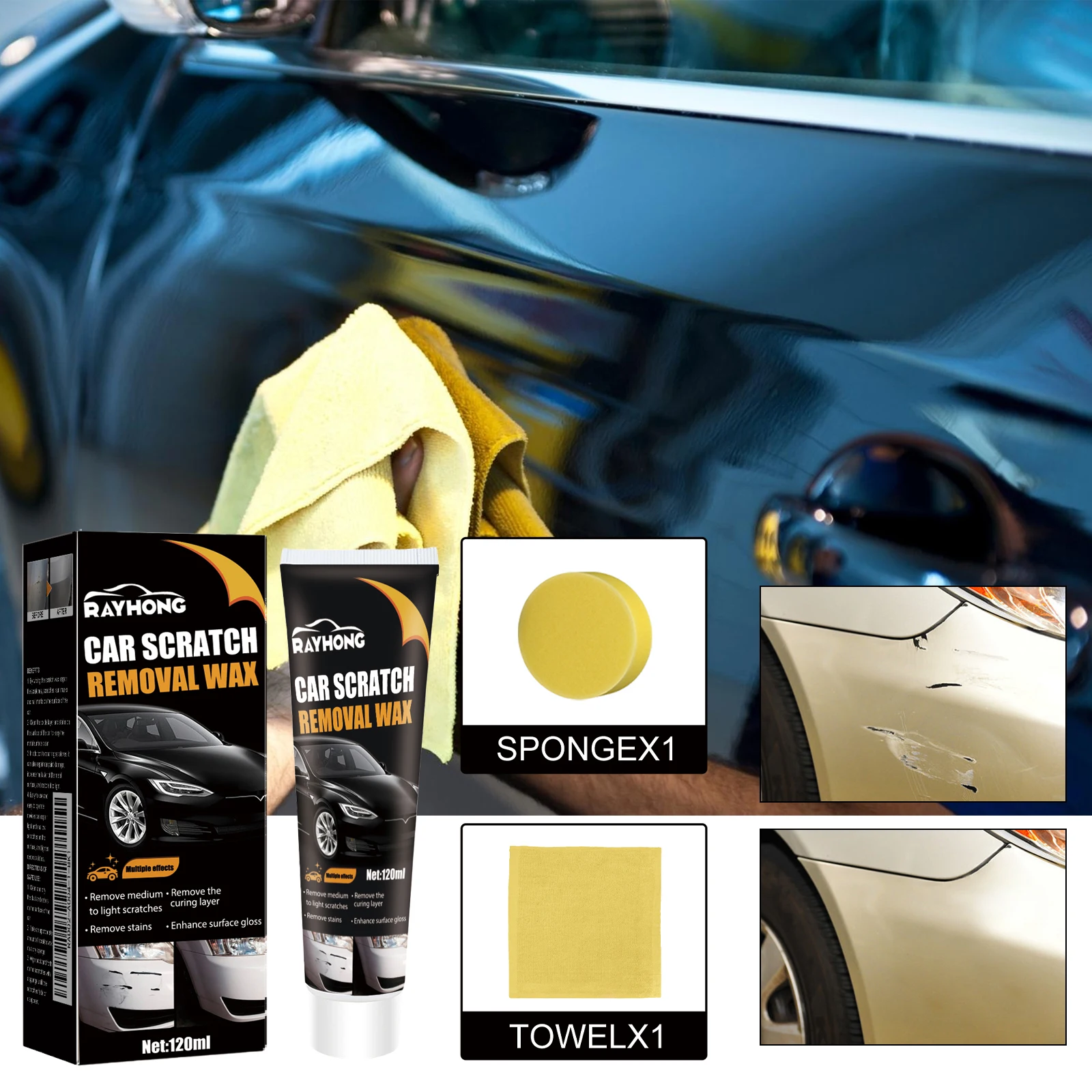 Auto Kratzer Entferner Farbe Pflege Werkzeuge Auto Swirl Entferner Kratzer Reparatur Polieren Auto Körper Schleifen Verbindung Anti Scratch Wachs Image