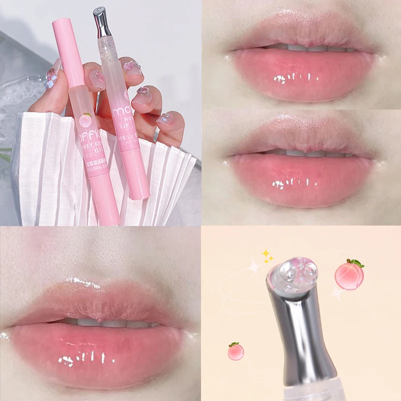 Pfirsich-Lippenöl, angereichert mit pflanzlichem Squalan, enthält Vitamin E und Glycerin für langanhaltende Feuchtigkeit und weiche Lippen. Image