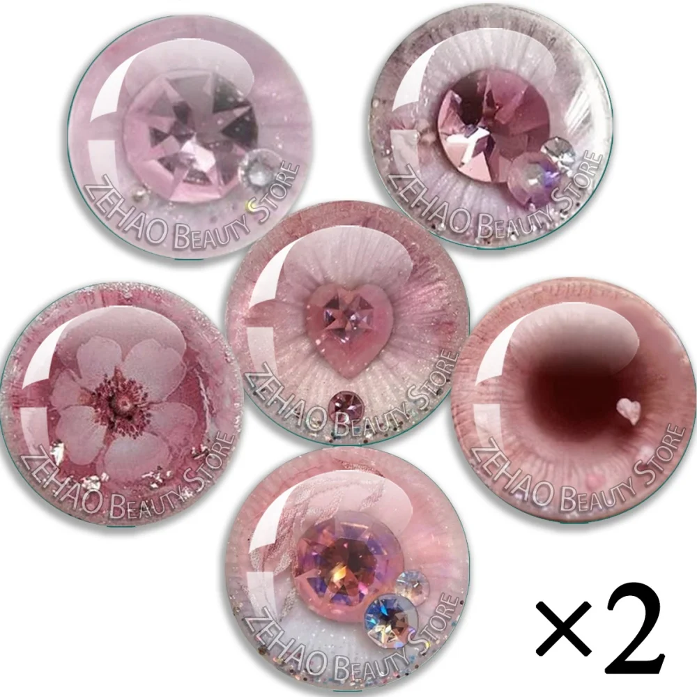 Rosa Farbige Augen Runde Blyth BJD Puppen-Glasaugen 12 Stück Cabochon 10MM-40MM Handgefertigte Klebeaugen Mädchen-Spielzeug DIY Geschenk