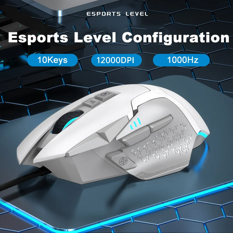 Kabelgebundene Spielmaus, 12.000 DPI, einstellbar, Makroprogrammierung, RGB-Hintergrundbeleuchtung, Ergonomie-Design, Feuerschlüssel, E-Sport-Maus, Gaming-PC-Mäuse Image