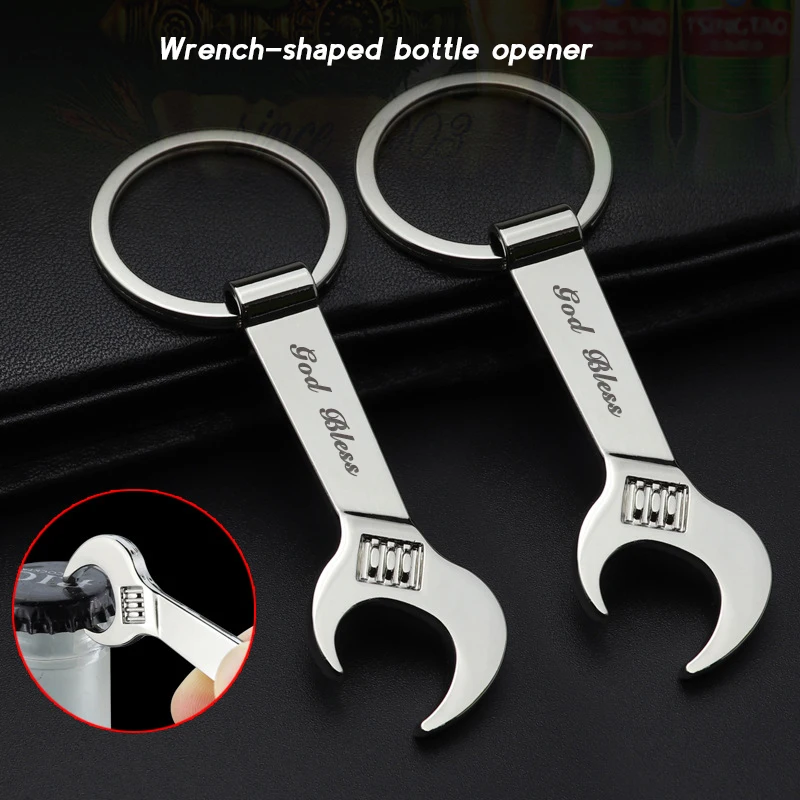 Mini chiave creativa a forma di apribottiglie per birra portachiavi multifunzione con nome inciso LOGO personalizzato personalizzato Regali promozionali