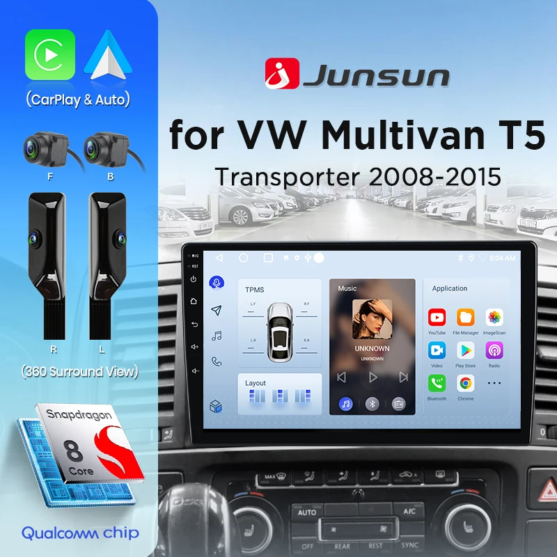 Junsun Für VW Volkswagen Multivan T5 2003-2015 Auto-Multimedia-Player GPS-Videoplayer Navi Android Auto CarPlay Radio Stereo Image