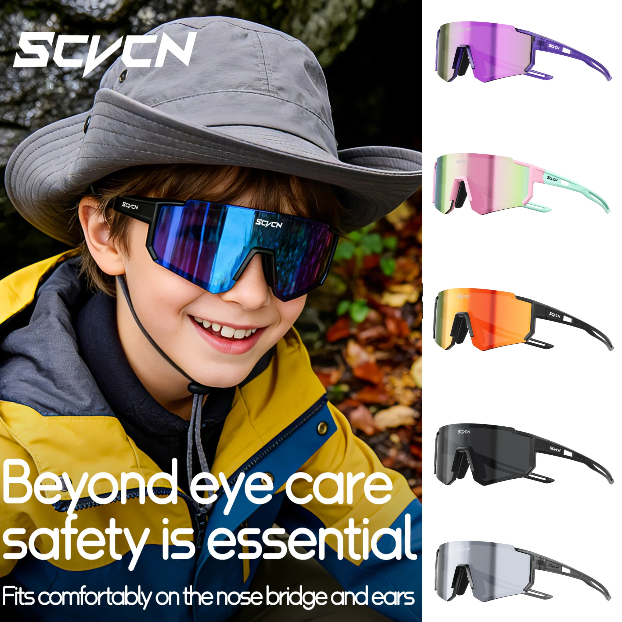 SCVCN Mädchen Sportsonnenbrille Outdoor Wandern Kinder Fahrradbrille Photochrom UV400 Jungen Baseball Eyewear Laufsonnenbrille Image