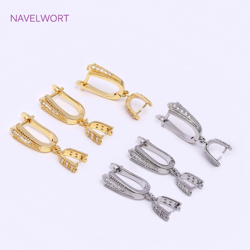 Trendy Ohrring Haken Mit Clamp Prise Clip Kautionen, Messing Metall Eingelegten Zirkon U Ohrring Spange Erkenntnisse Premium Luxus Zubehör Image
