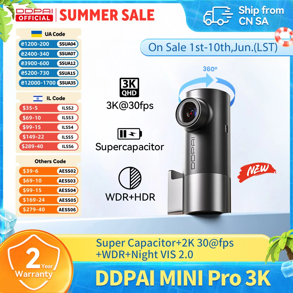 DDPAI 3K Dashcam MINIPro 3K Intelligente Sprachsteuerung 24-Stunden-Parkmodus Videorekorder Nachtsicht Autokamera Dashcam Image