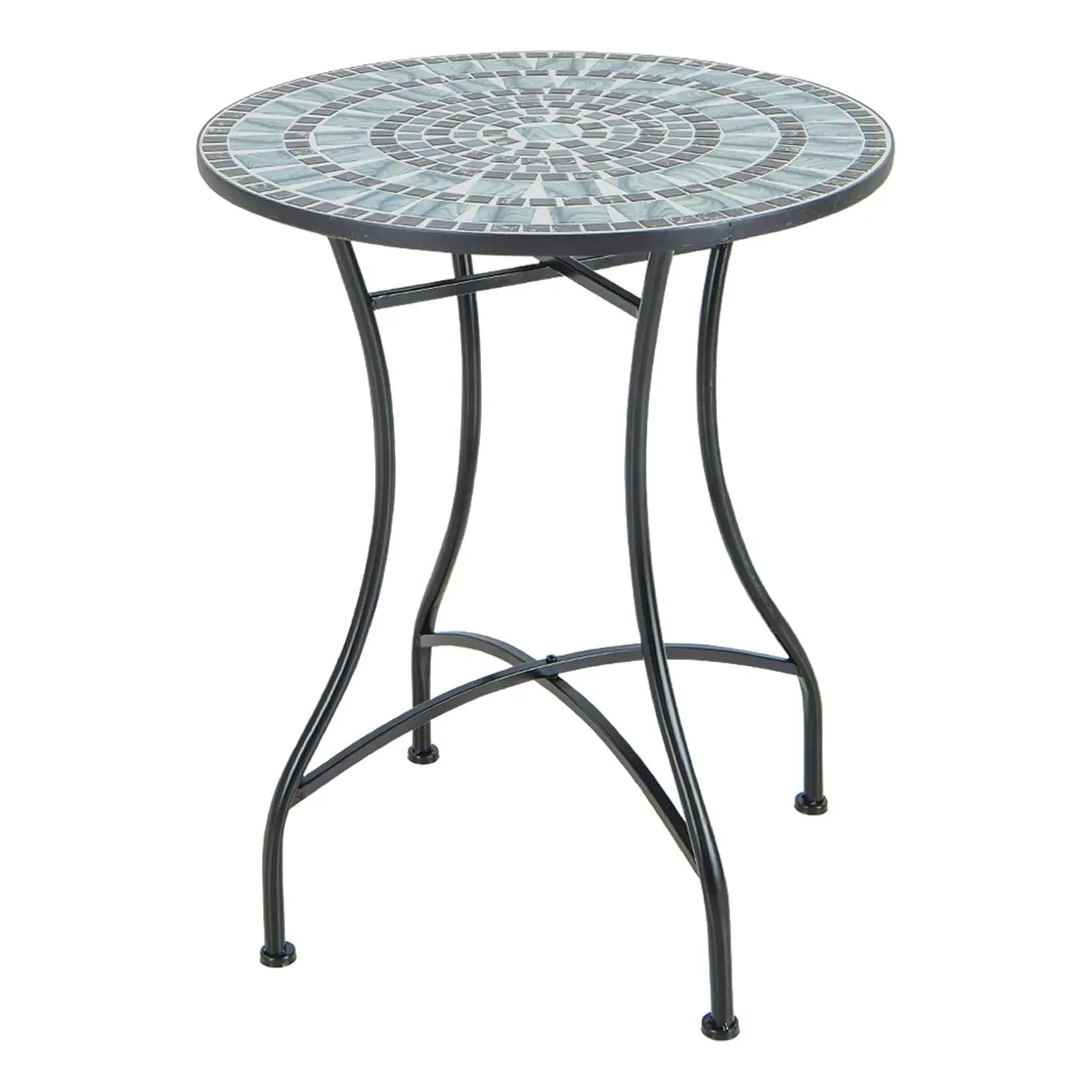 Mosaik-Gartentisch, runder Mosaiktisch, Bistrotisch, Terrassentisch, Balkontisch für Terrasse, Garten, Pool, 60 x 60 x 72 cm
