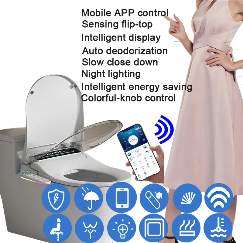 WETIPS Auto Open AI Toilette Japonaises Intelligentes WC Digitales Bidet Toilette Japonais Ouverture Automatique Flip Toilettensitz