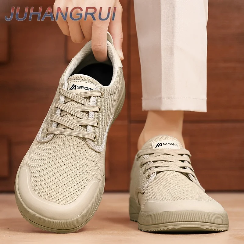 Modische Herrenschuhe mit Breiter Zehenbox Große Größen 39-48 Freizeitschuhe Atmungsaktives Mesh Barfuß-Sportschuhe mit Weicher Sohle