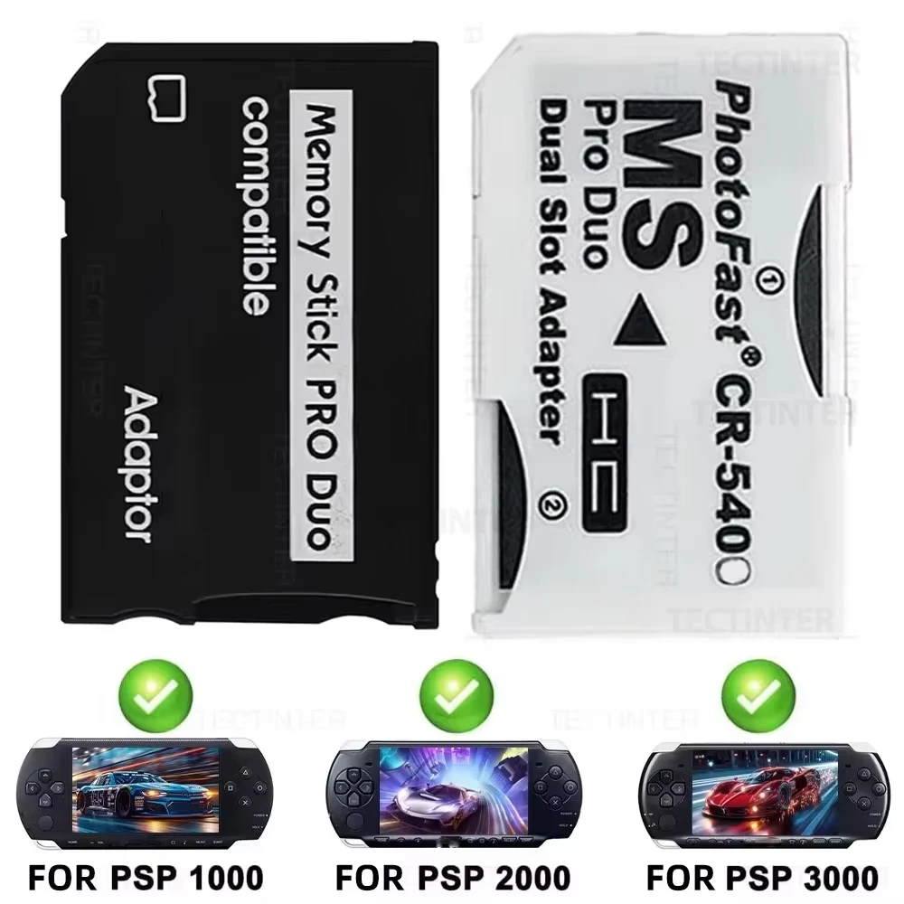Memory Stick Pro Duo Adapter für PSP-Kartenleser, neuer SD-Kartenadapter mit Einzel-/Dual-Slot für PSP1000 2000 3000 Konsolenzubehör Image