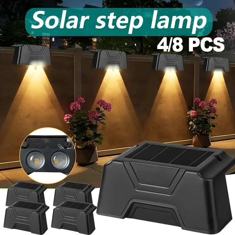 4/8Pcs LED Solar Lichter Outdoor IP65 Wasserdichte Wand Lampen Treppen Atmosphäre Licht für Zaun Garten Flur balkon Deck Dekor