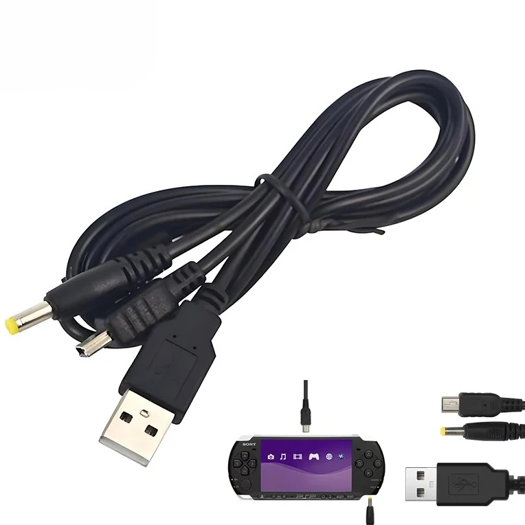 2-in-1-USB-Ladegerät für PSP 1000 2000 3000 Spielekonsole USB-Datenkabel + Ladekabel Kabel Spielzubehör Image