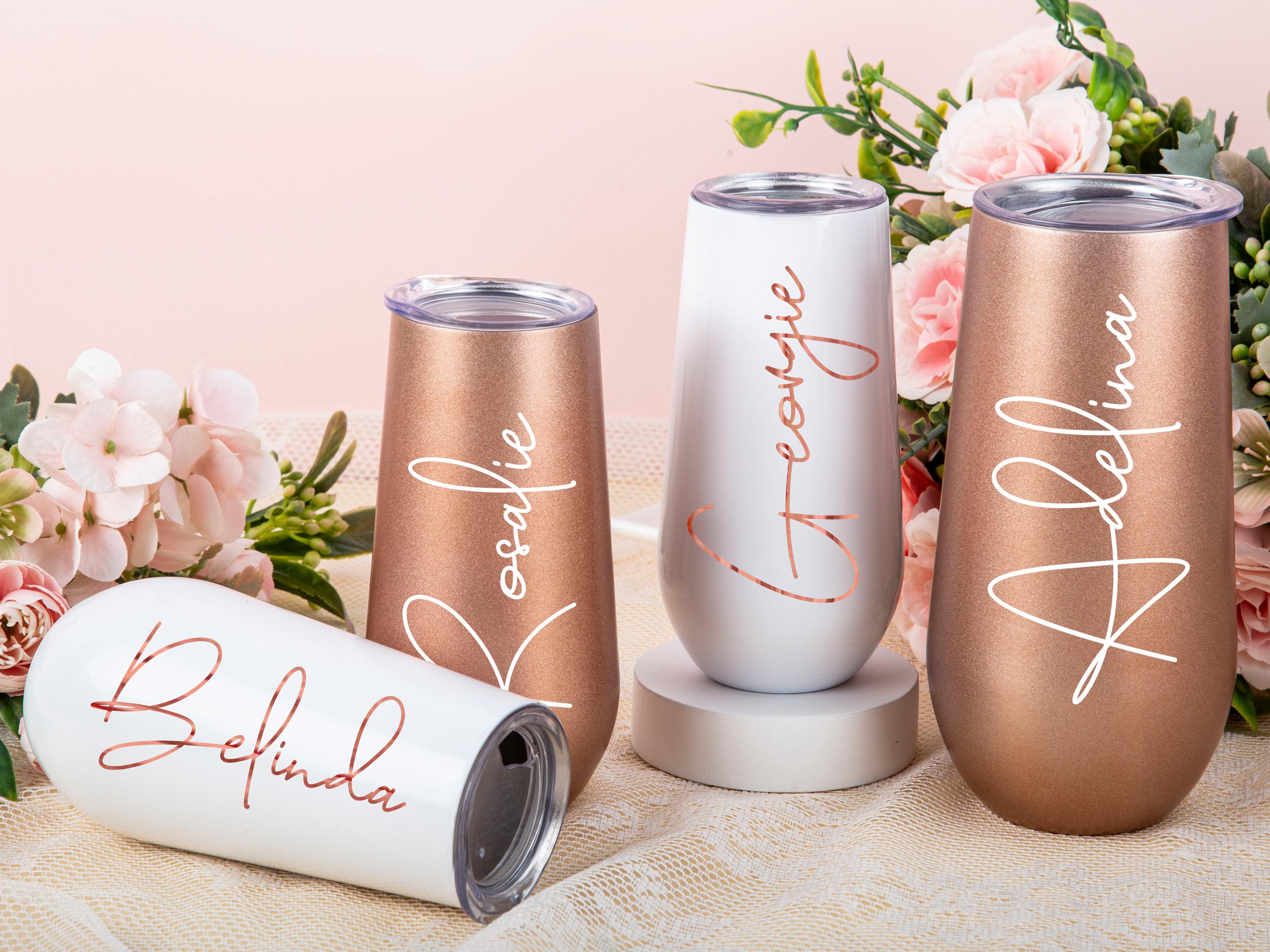 Bicchiere da champagne personalizzato da 6 once per damigella d'onore, bicchieri da vino personalizzati, regalo di proposta per damigella d'onore, bic